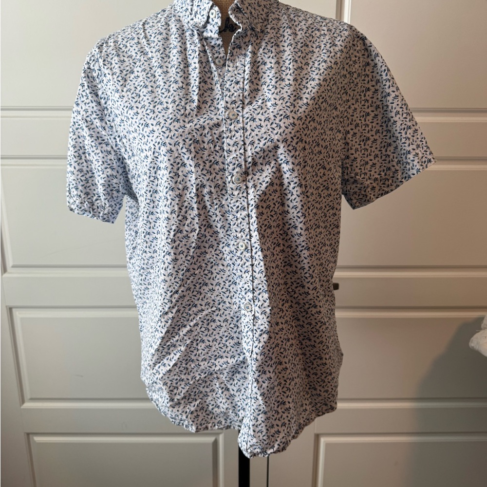 Blue Flower Patterned Casual Shirt
